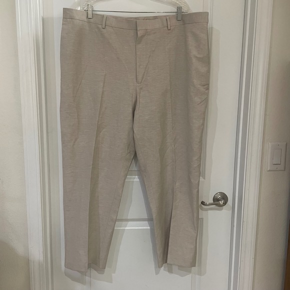 Cubavera Mens Linen Blend Dress Pants - Flat Front Tan Size 46 x 28 - Picture 1 of 5